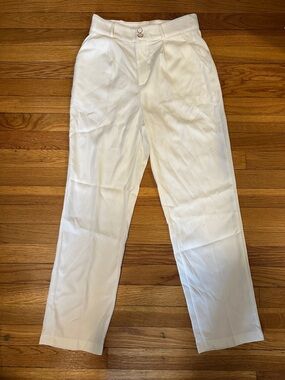 Women’s High Wasted Pleated White Trousers Pants Size Small